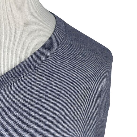 Maceoo T-Shirt Mens 2XL XXL 6 Wavy Navy Blue Long Sleeve V-Neck Flip Cuff Cotton - Picture 2 of 12